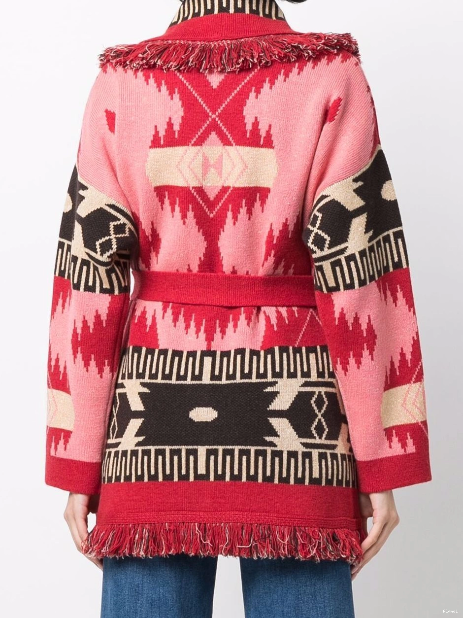 Cheap Icon Alanui cardigan Women belted jacquard 0708